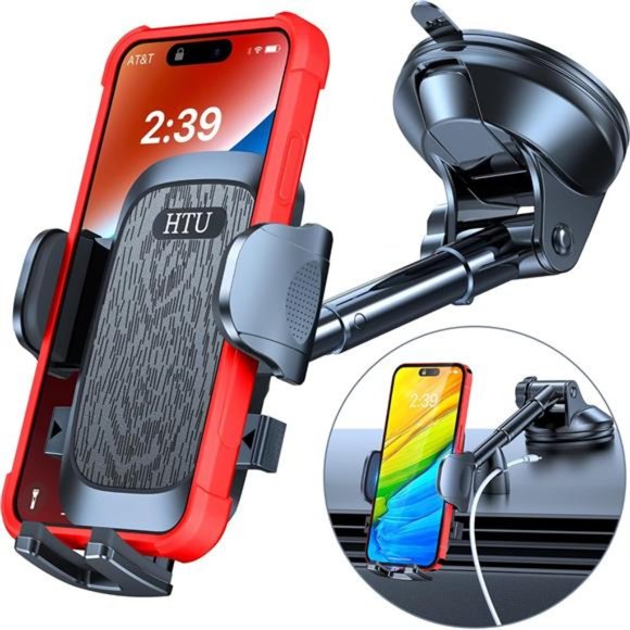 Phone Holders for Your Car [88 LBS Heavy Duty] Suction Cup Phone Holder Black